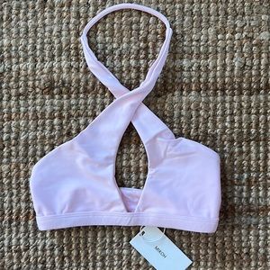 MIKOH Taha’a High Neck Wrap Around Halter Top in Cloud Pink NWT